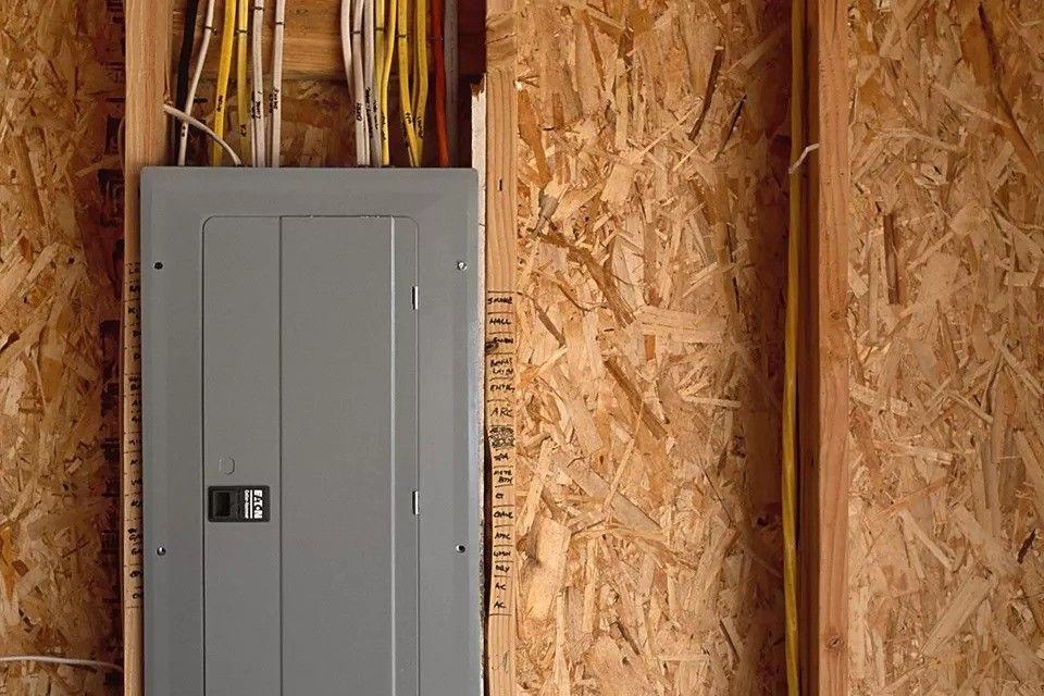 A man is fixing an electrical outlet with a screwdriver.