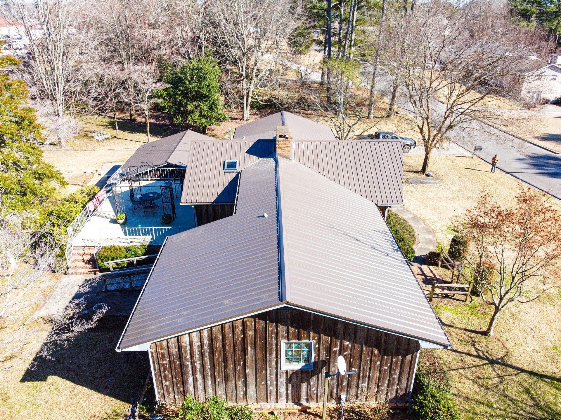 Roofing supplies in residential yard