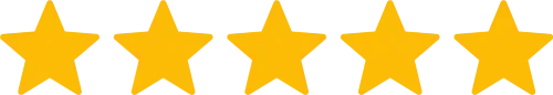 A row of yellow stars on a white background.