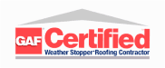 GAF Certified Weather Stopper Roofing Contractor logo