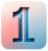 A blue and pink app icon with the number one on it.