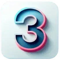 A 3d rendering of the number three on a white background.