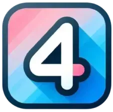 The number four is in a square with a long shadow.
