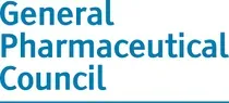 The logo for the general pharmaceutical council is blue and white.