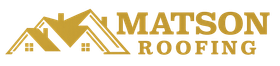Logo of Matson Roofing featuring golden houses and text.