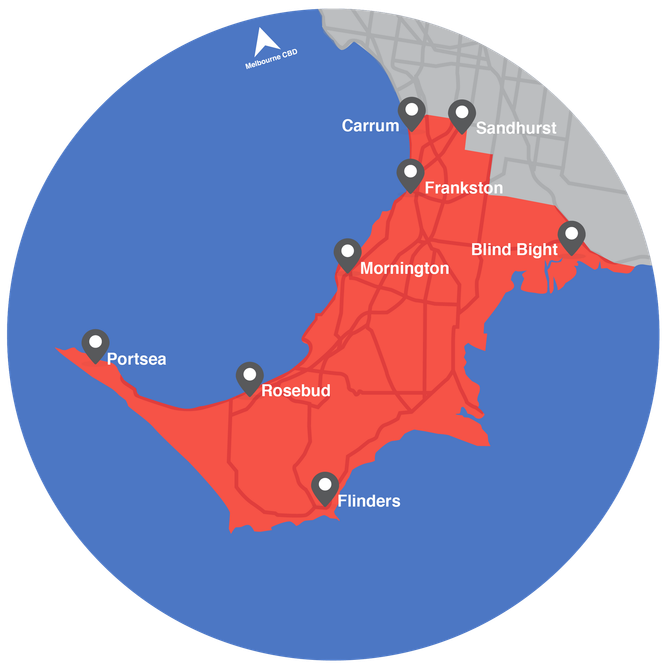 Map of the Frankston and Mornington Peninsula region