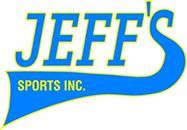 Logo for Jeff's Sports Inc., with blue and yellow text, a blue curved banner.