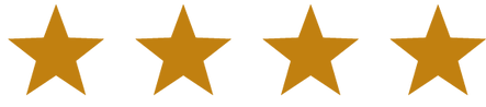 Quatro estrelas douradas estão alinhadas em uma fileira sobre um fundo branco.