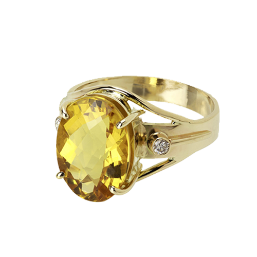 Gold ring with huge yellow diamond