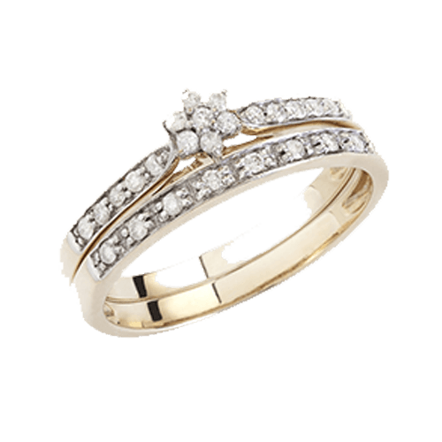 Diamond dual-band gold ring