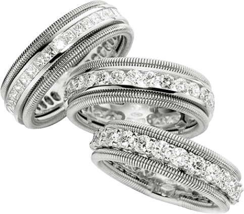 3 Platinum jewelled rings