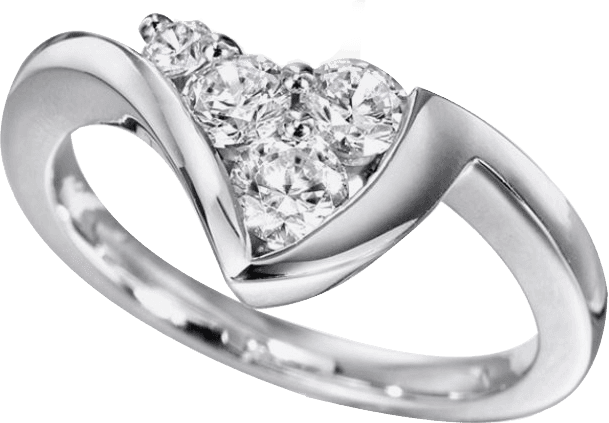 Heart shaped platinum ring