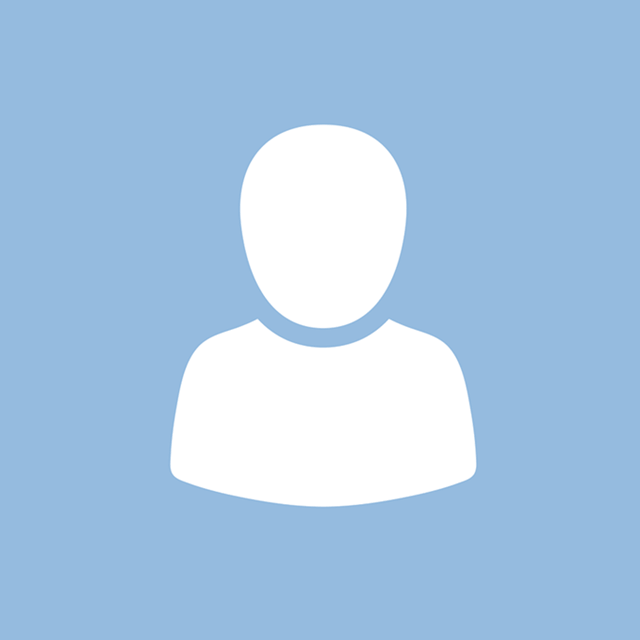 A white icon of a person without a face on a blue background.
