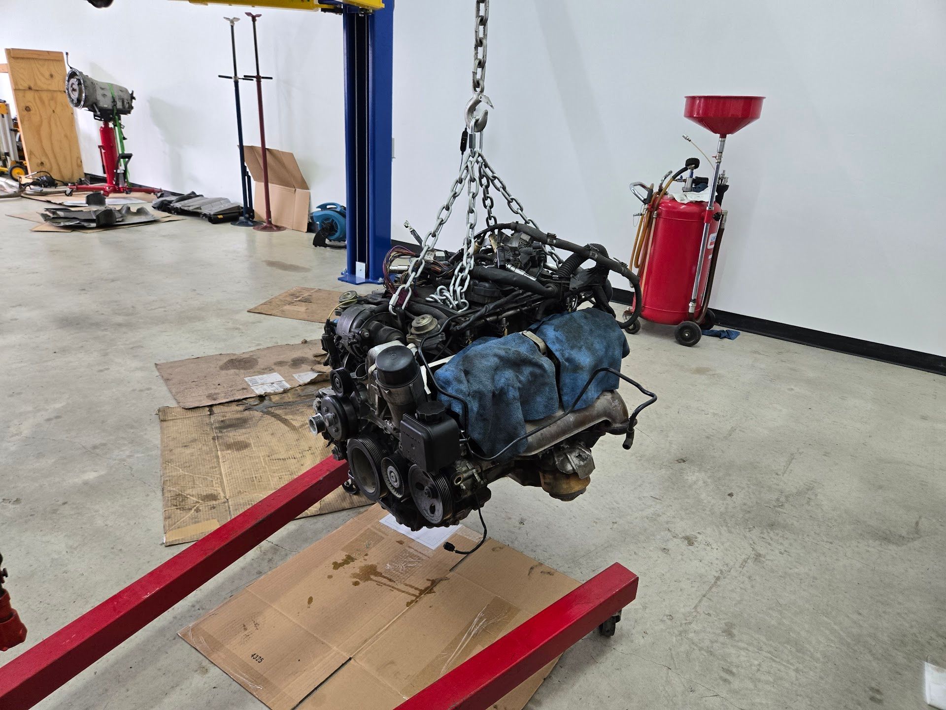 Mercedes Benz Engine Removed For Repair In Auto Shop | MB1 Autohaus