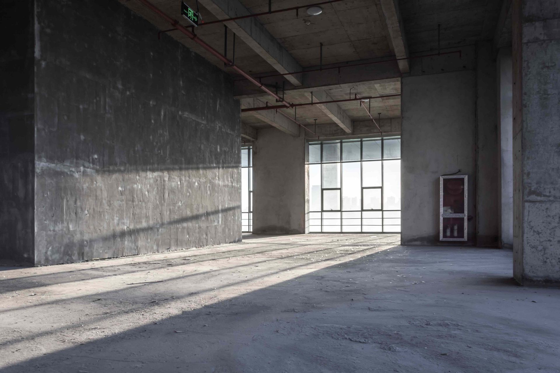 A concrete floor indoors