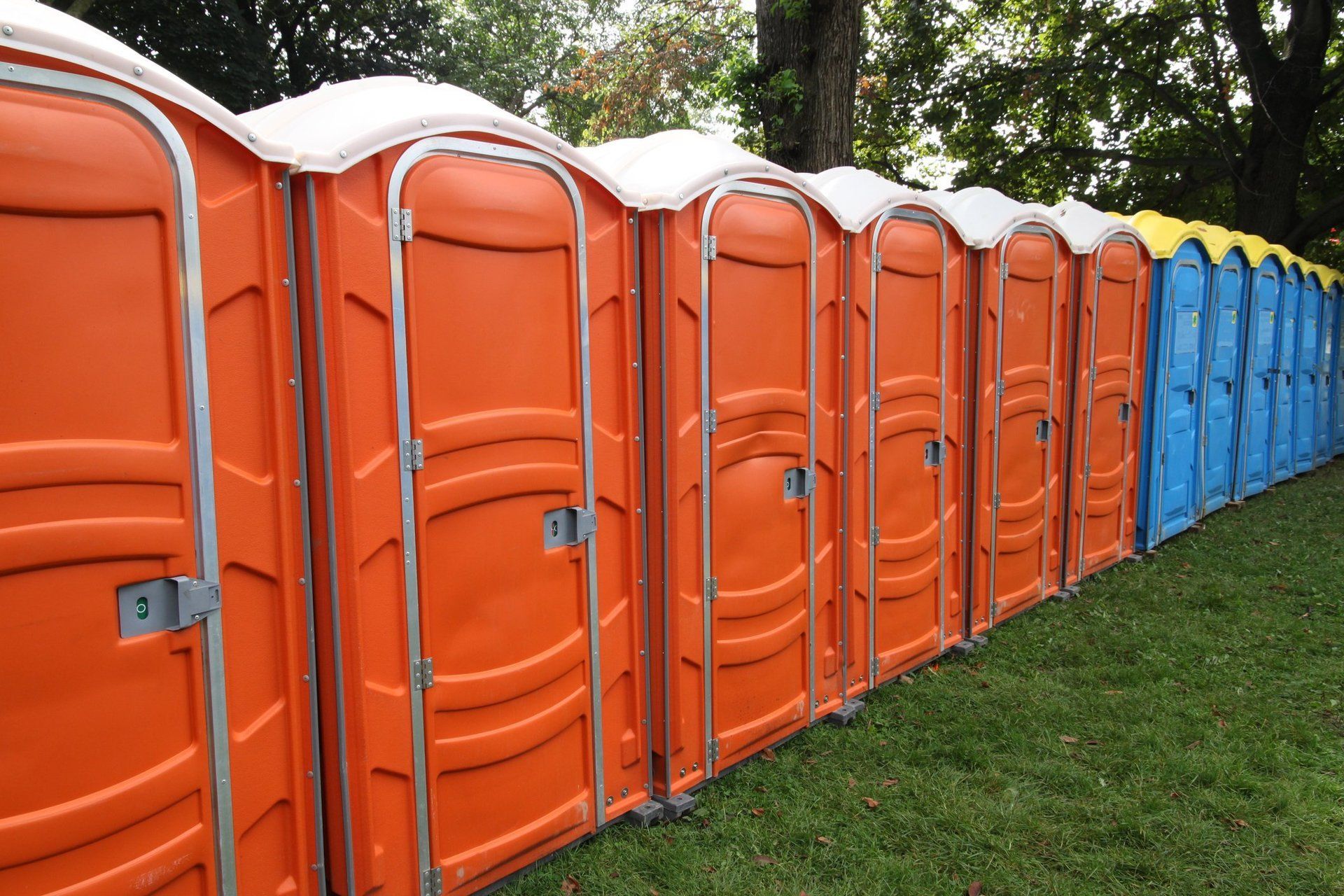 Row of Portable Toilets in Rockingham, NC