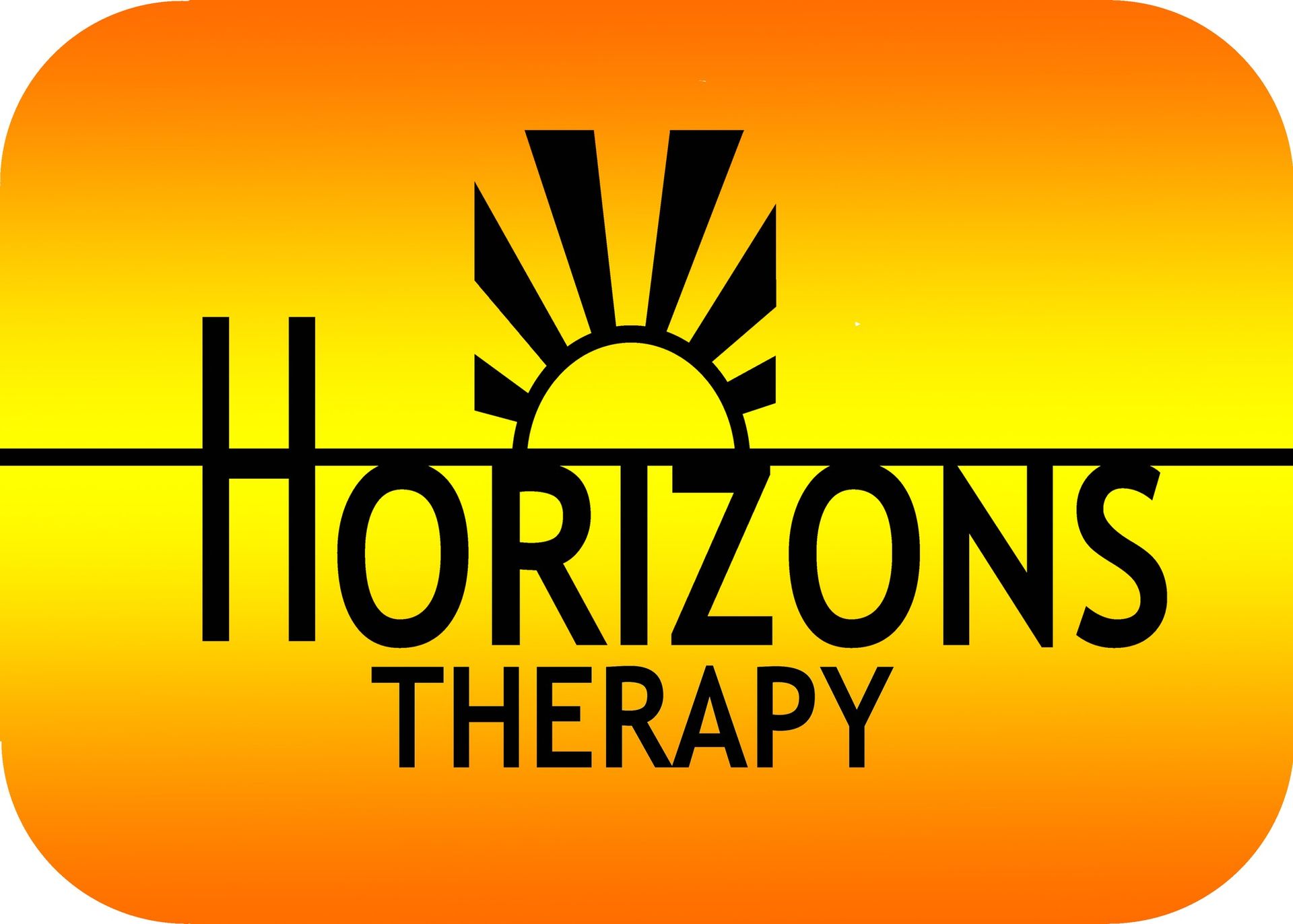 A logo for horizons therapy with a sun on it