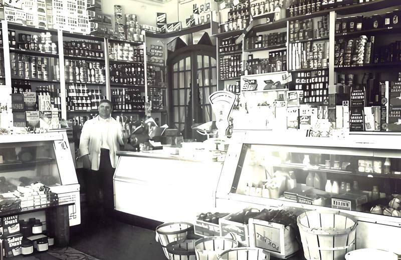 An old black and white photo of a&lp foods