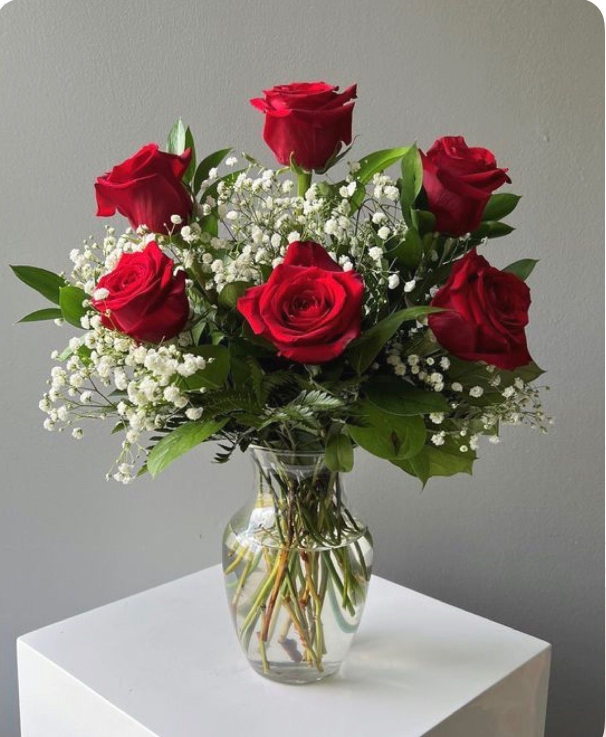 Classic Six Red Roses Vase