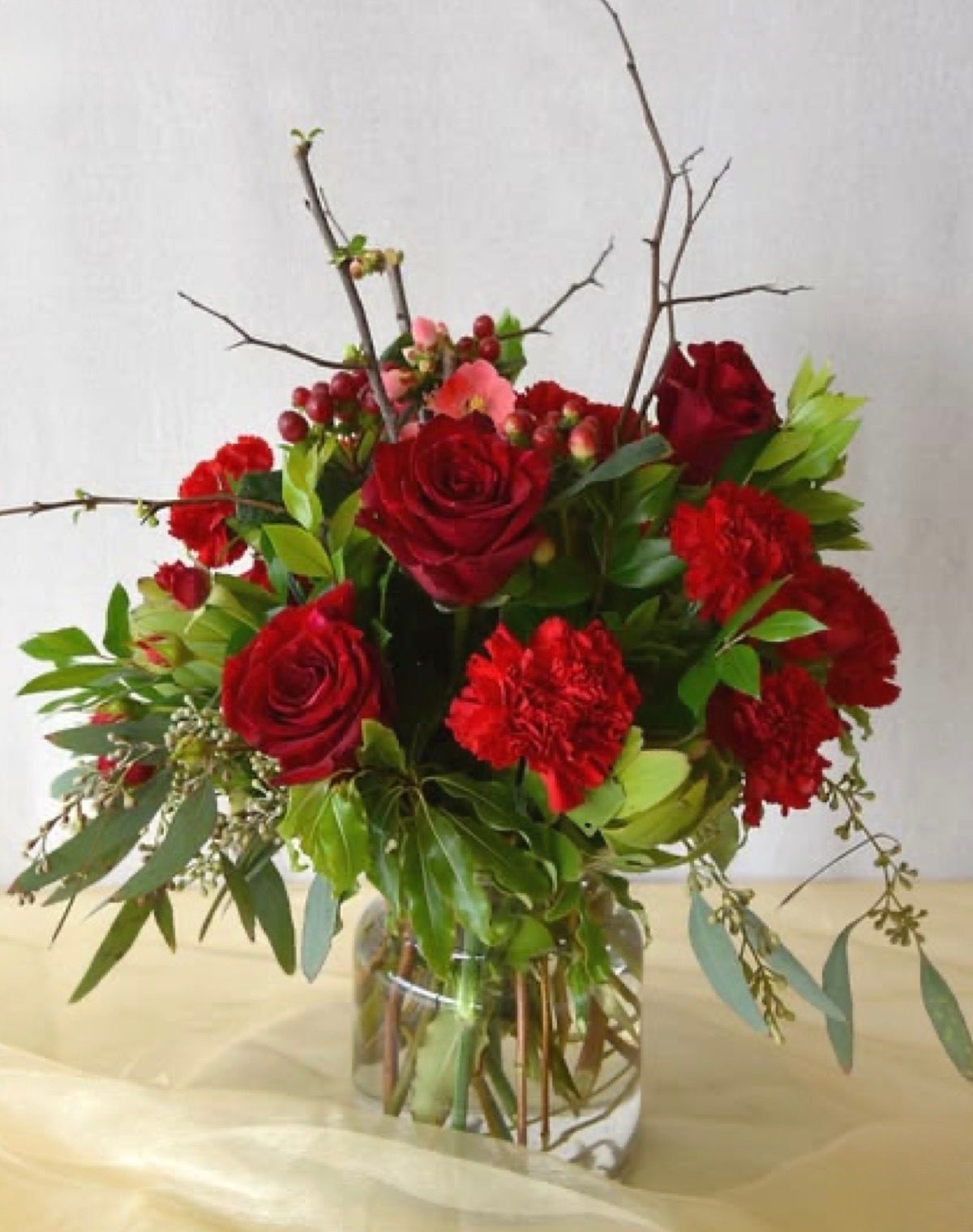 Crimson Elegance Vase Arrangement
