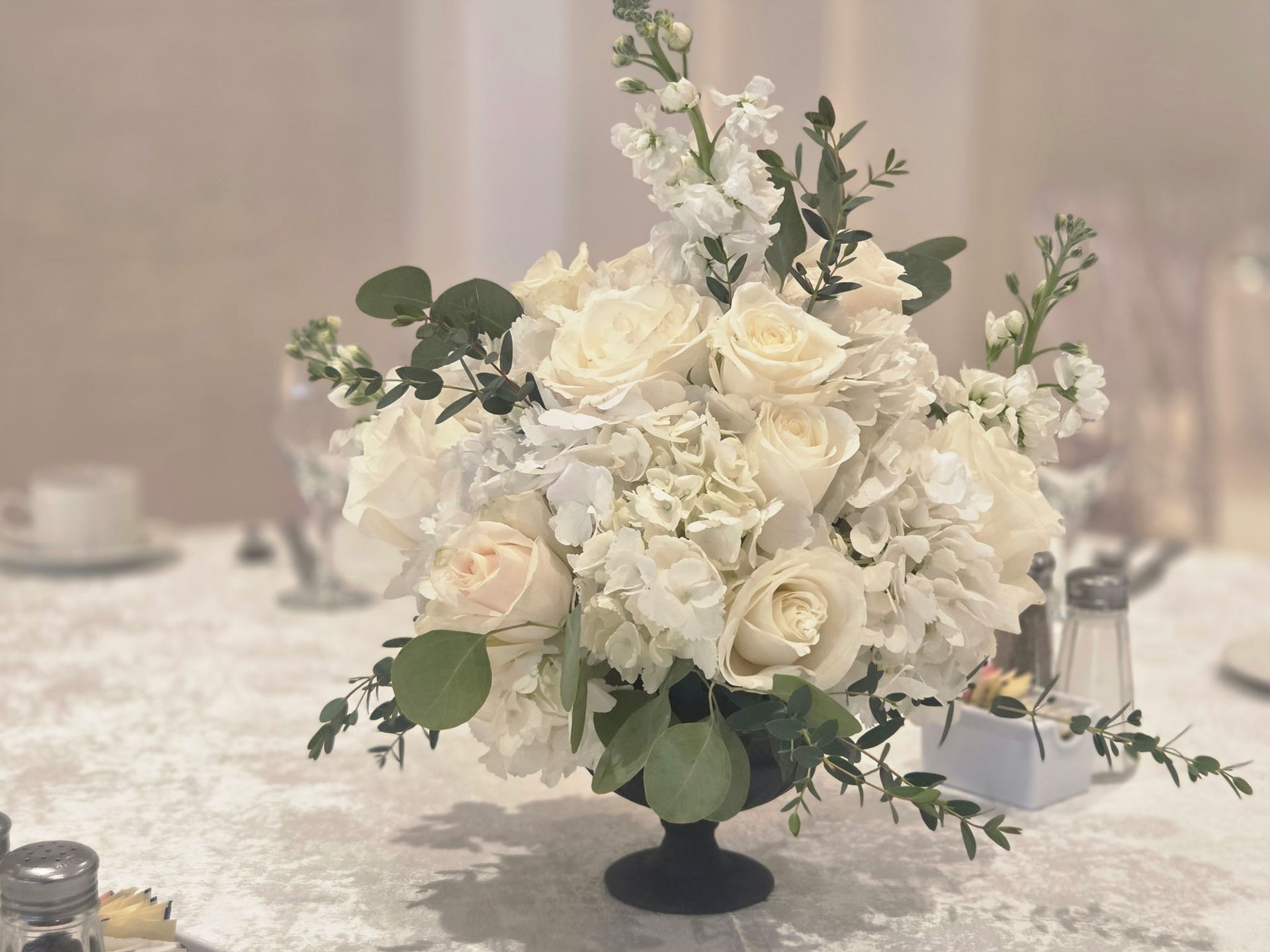 Ivory Elegance Compote Centerpiece