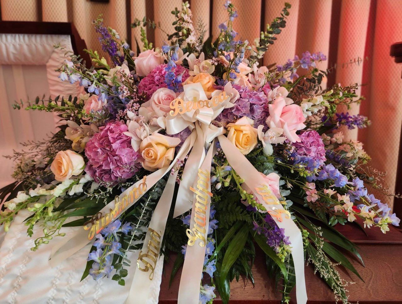 Heavenly Garden Pastel Casket Spray