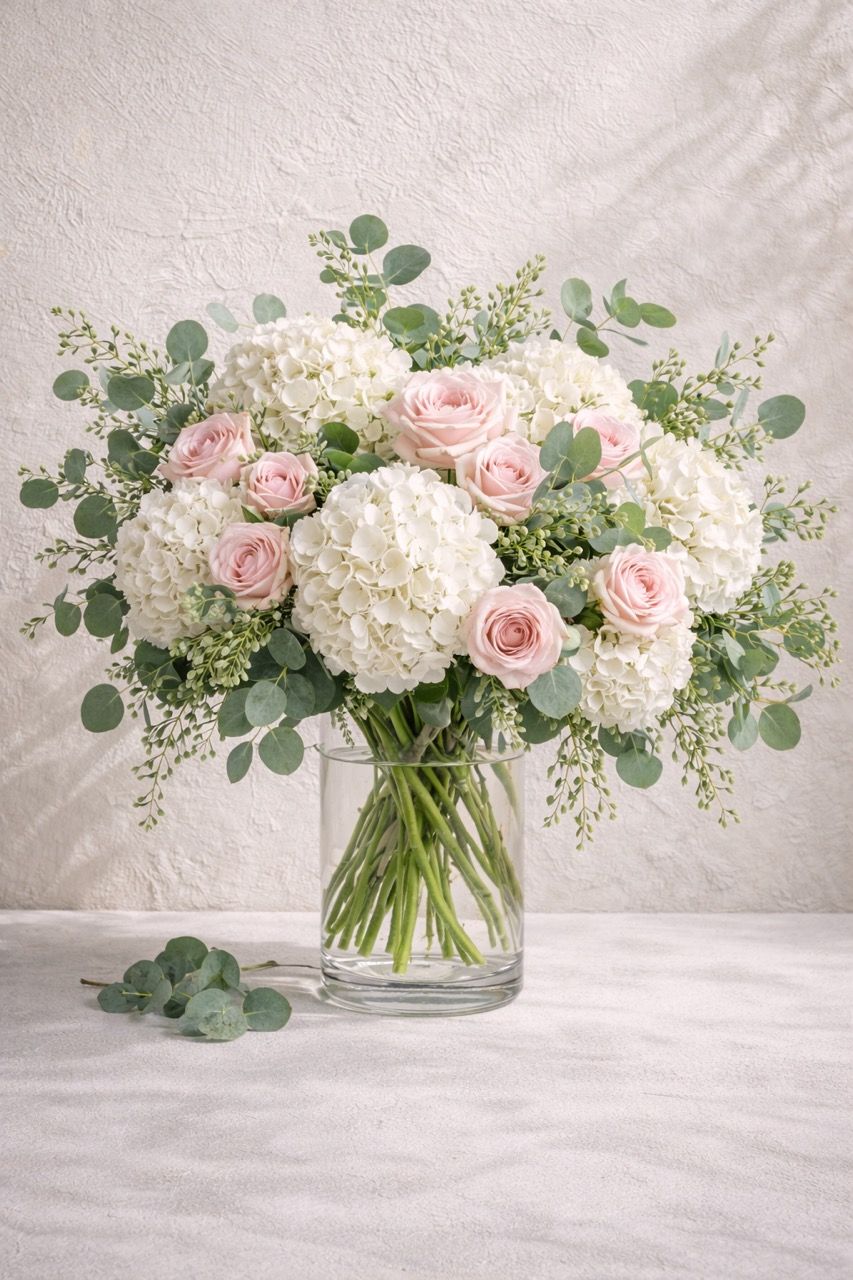 Blush Petal Hydrangea Vase