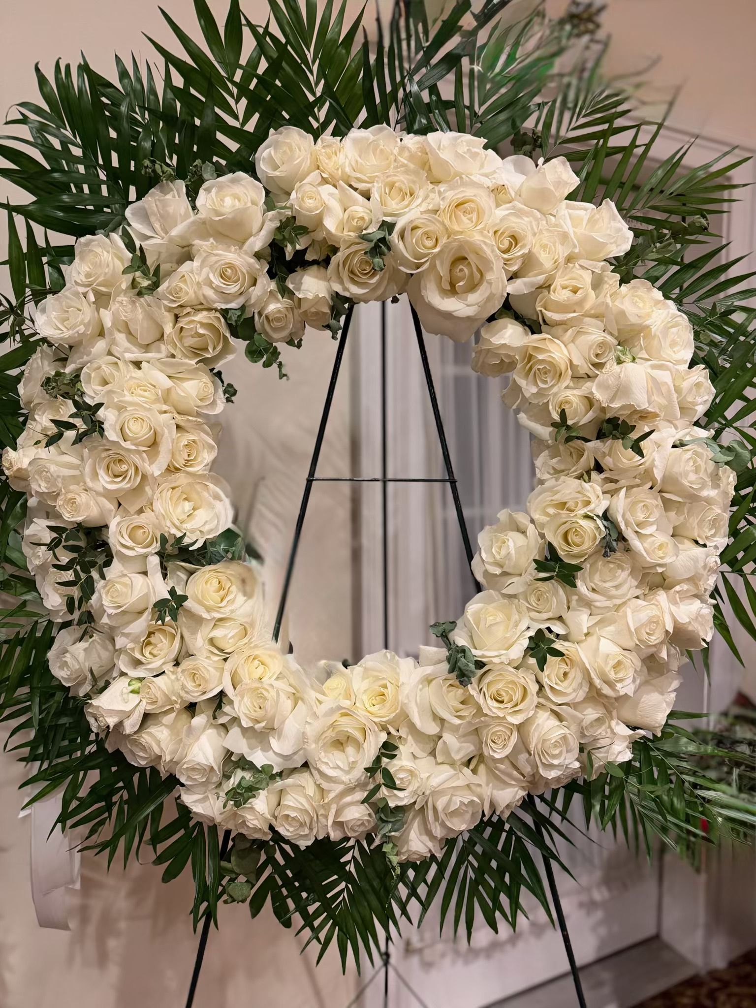 Eternal Grace White Rose Standing Wreath