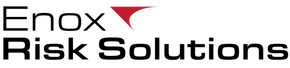 A logo for enox risk solutions with a red arrow