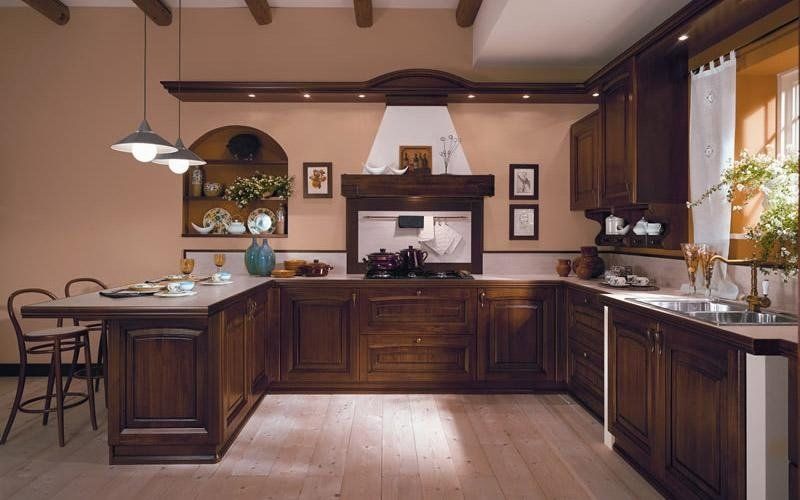 Cucina classica con camino