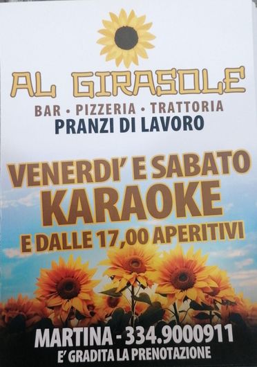 A poster for al girasole bar pizzeria trattoria