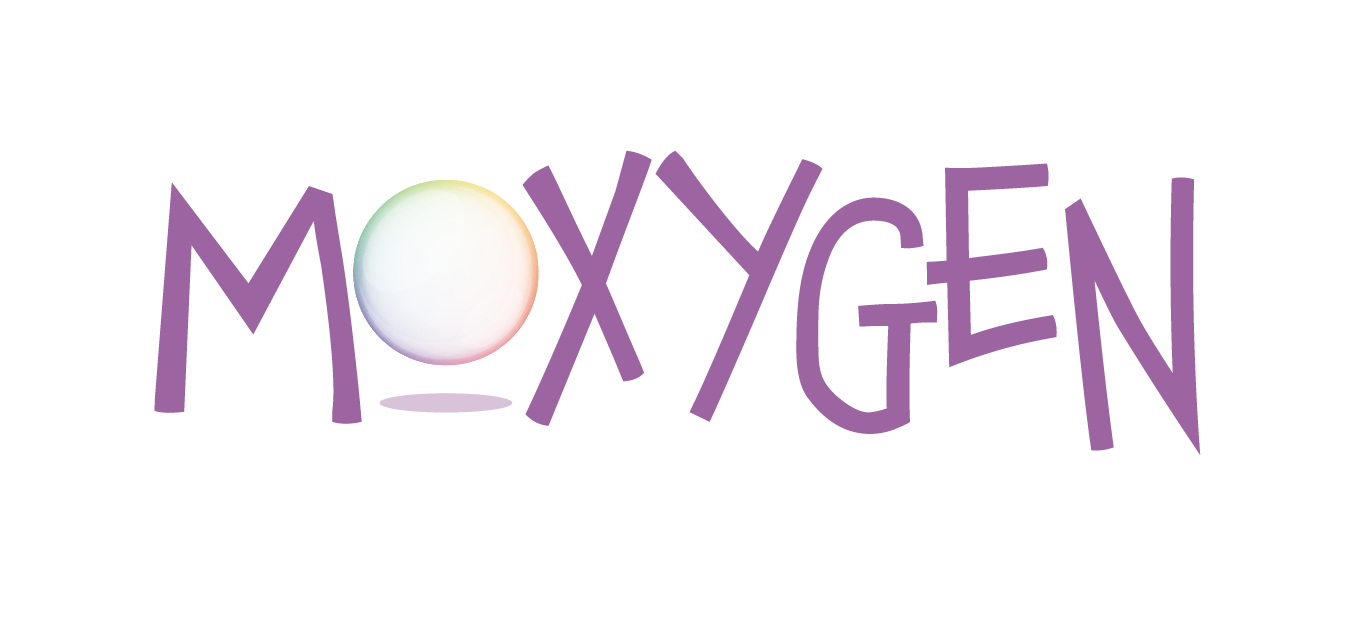 The word moxygen is written in purple letters on a white background.
