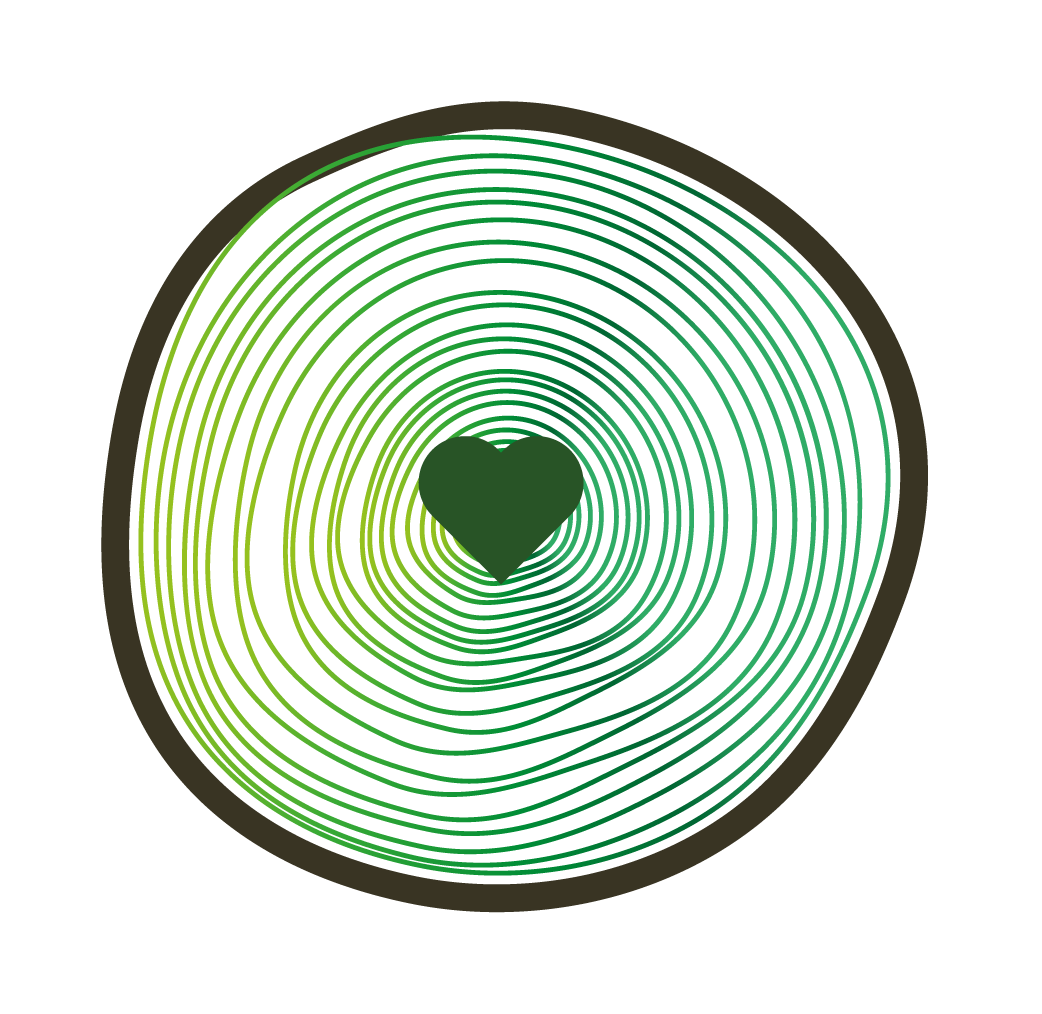 A green and white circle with a heart in the middle.