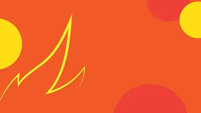 A red background with yellow and red circles and a yellow line.