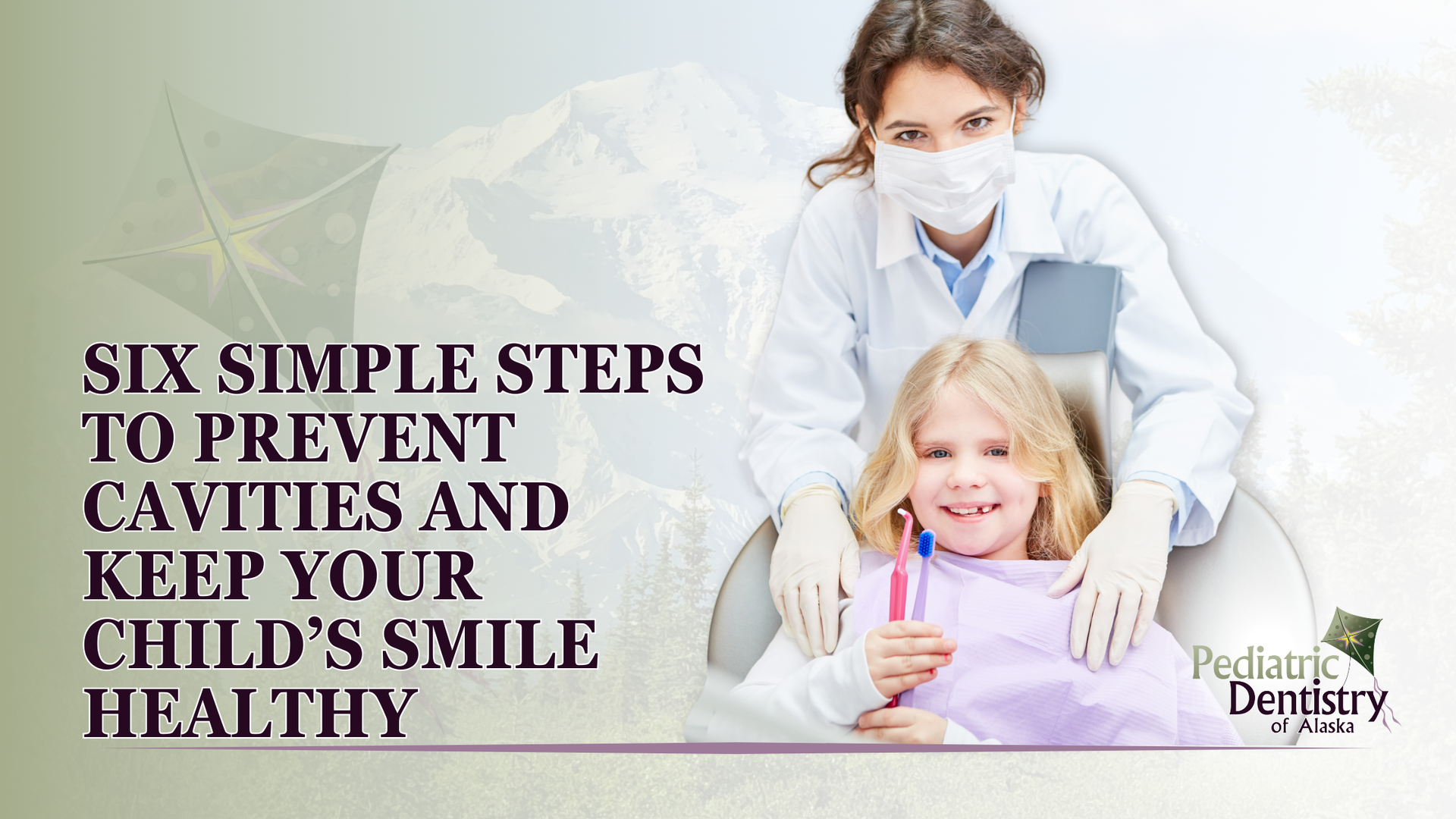 A dentist is brushing a little girl 's teeth with a toothbrush