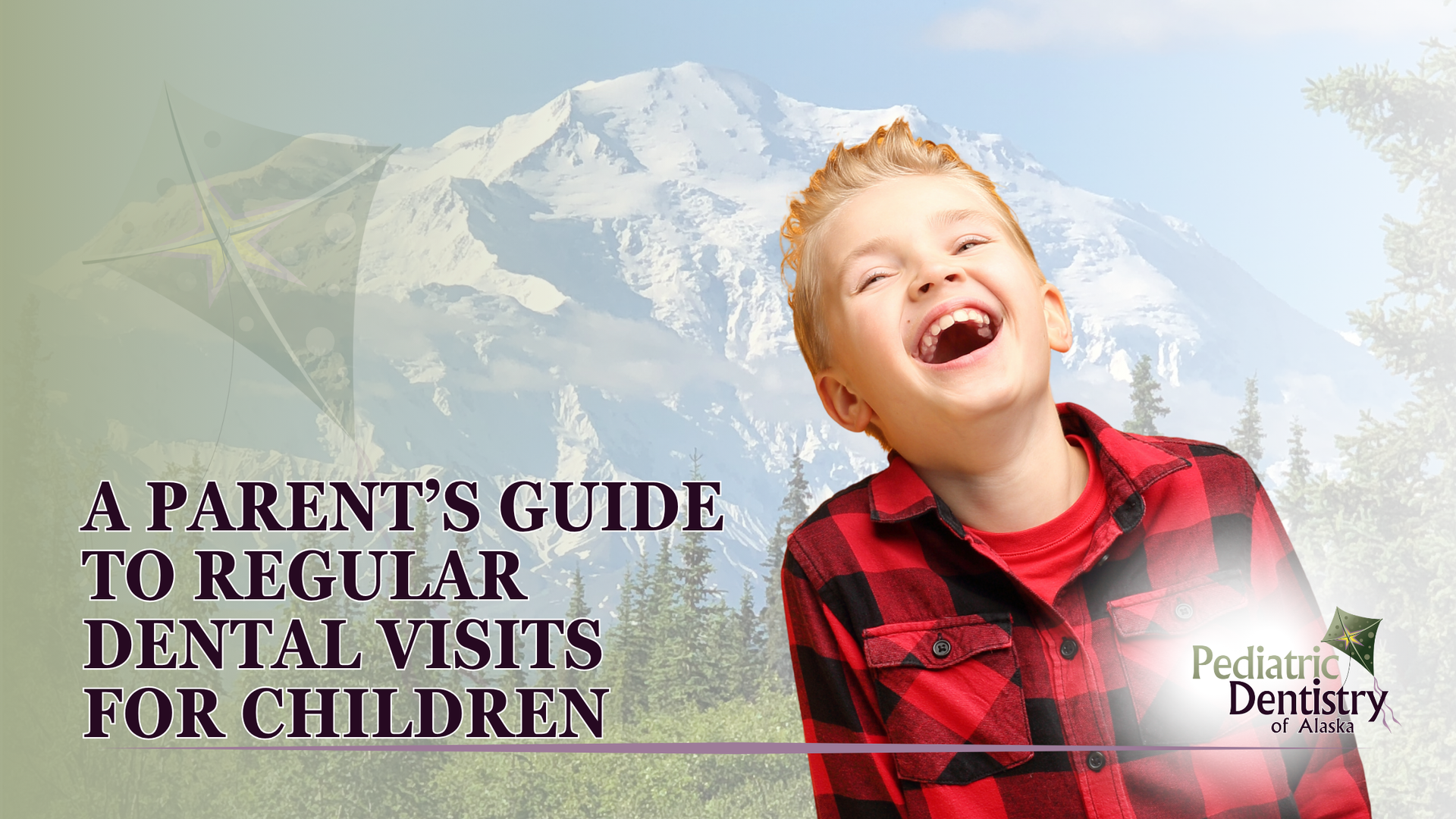 Boy laughing outdoors, red plaid shirt. Text: