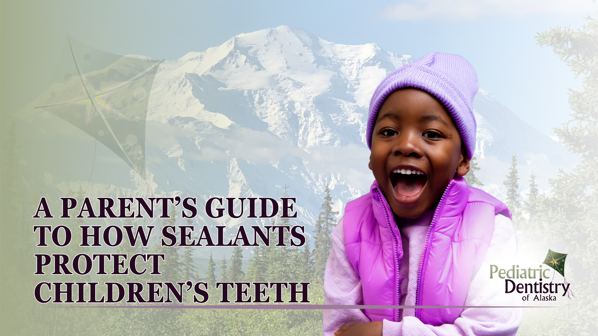 Girl in pink vest and hat smiles with open mouth. Text: 