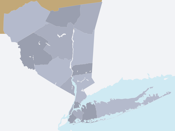 Map of the OneKey® MLS Regional Service Area in New York