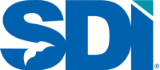 The sdi logo is blue and white with a dolphin in the middle.