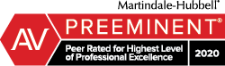 Martindale-Hubbell AV Rating Martindale-Hubbell AV Preeminent rating badge for 2020: Peer Rated for Highest Level of Professional Excellence.