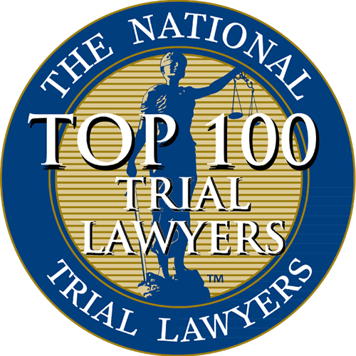 The National Top 100 Trial Lawyers logo: a silhouette of Lady Justice holding scales, encircled by text.