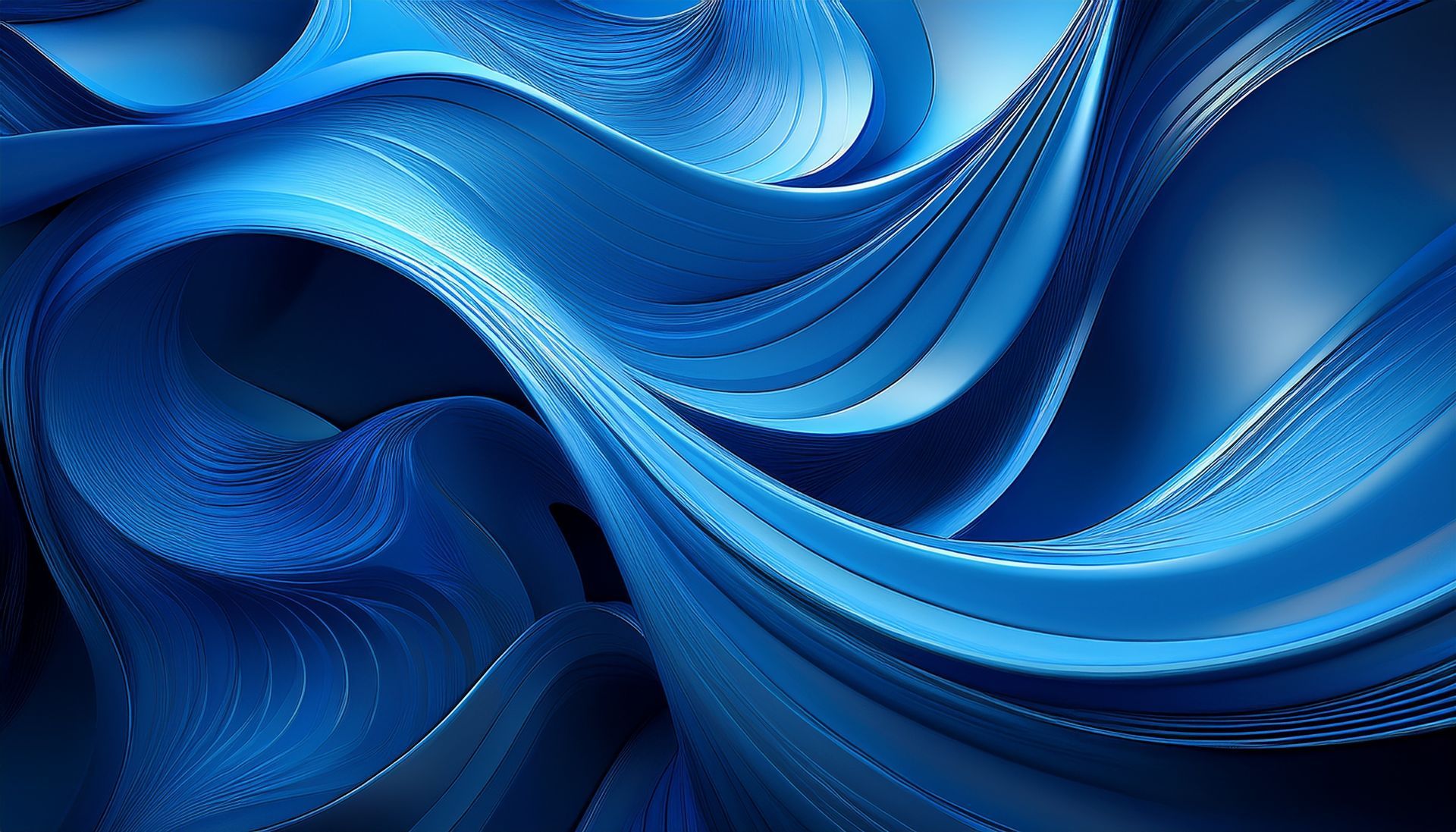 Abstract background of flowing, layered waves in various shades of blue with a smooth, silk-like texture.