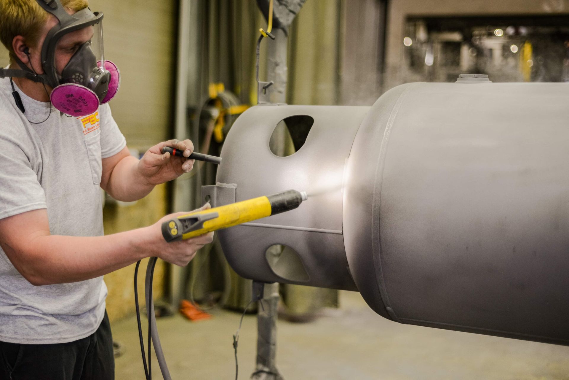 Powder coated propane tank