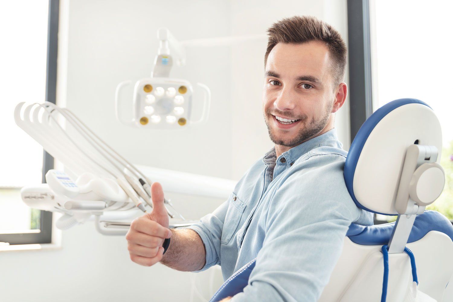 Man Showing Thumbs Up At Dental Clinic — Flanders, NJ — David M Book, DMD
