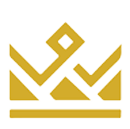 A gold and white crown icon on a white background.