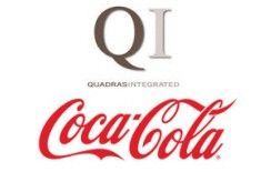 A coca cola logo and a qi logo on a white background.