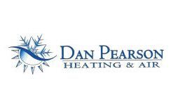 The logo for dan pearson heating and air has a snowflake on it.