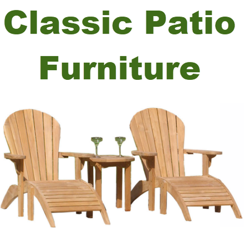 An ad for classic patio furniture with two chairs and a table