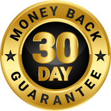 A gold money back 30 day guarantee badge