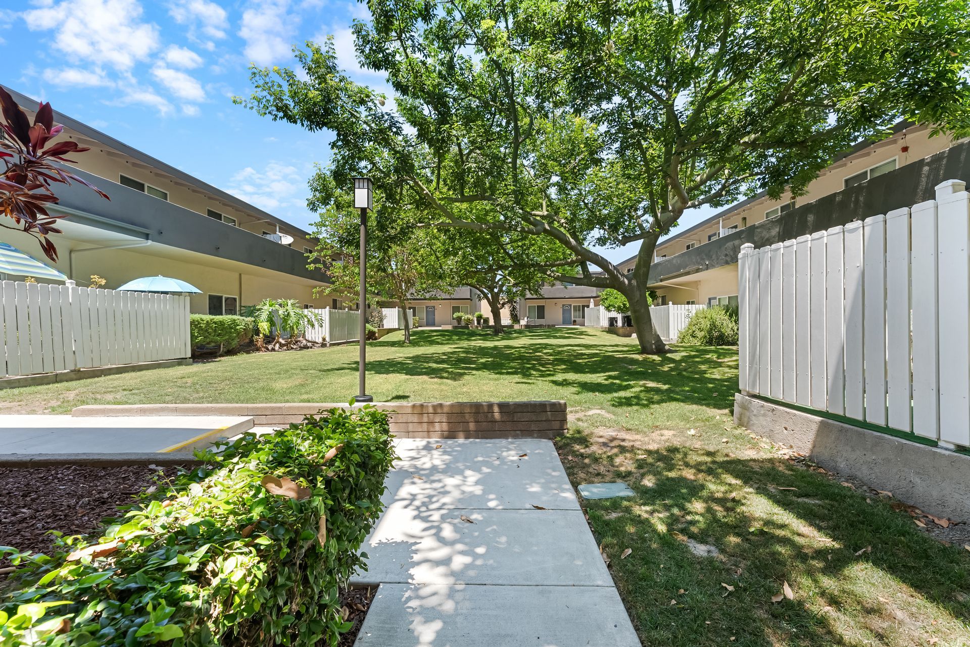 shaded walkway and building exterior